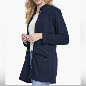 Johnston and Murphy Women's Long Sweater Jacket Size Large Navy